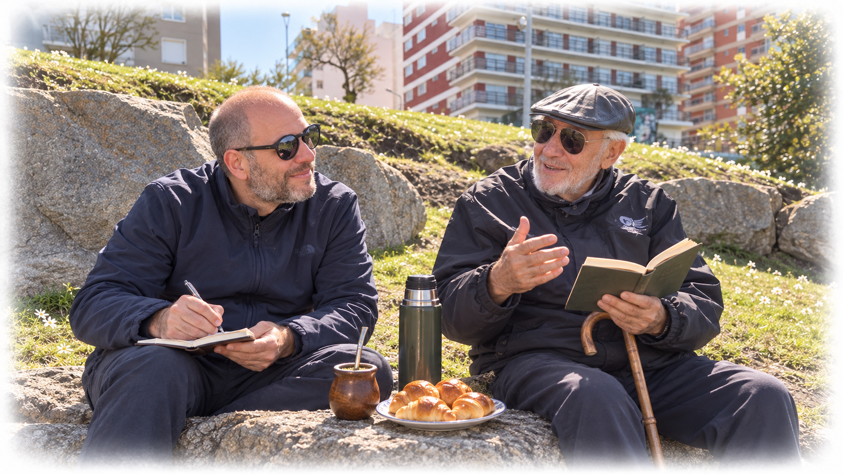 Banner de la historia de este material, con Mario y Mauro conversando sobre el proyecto
